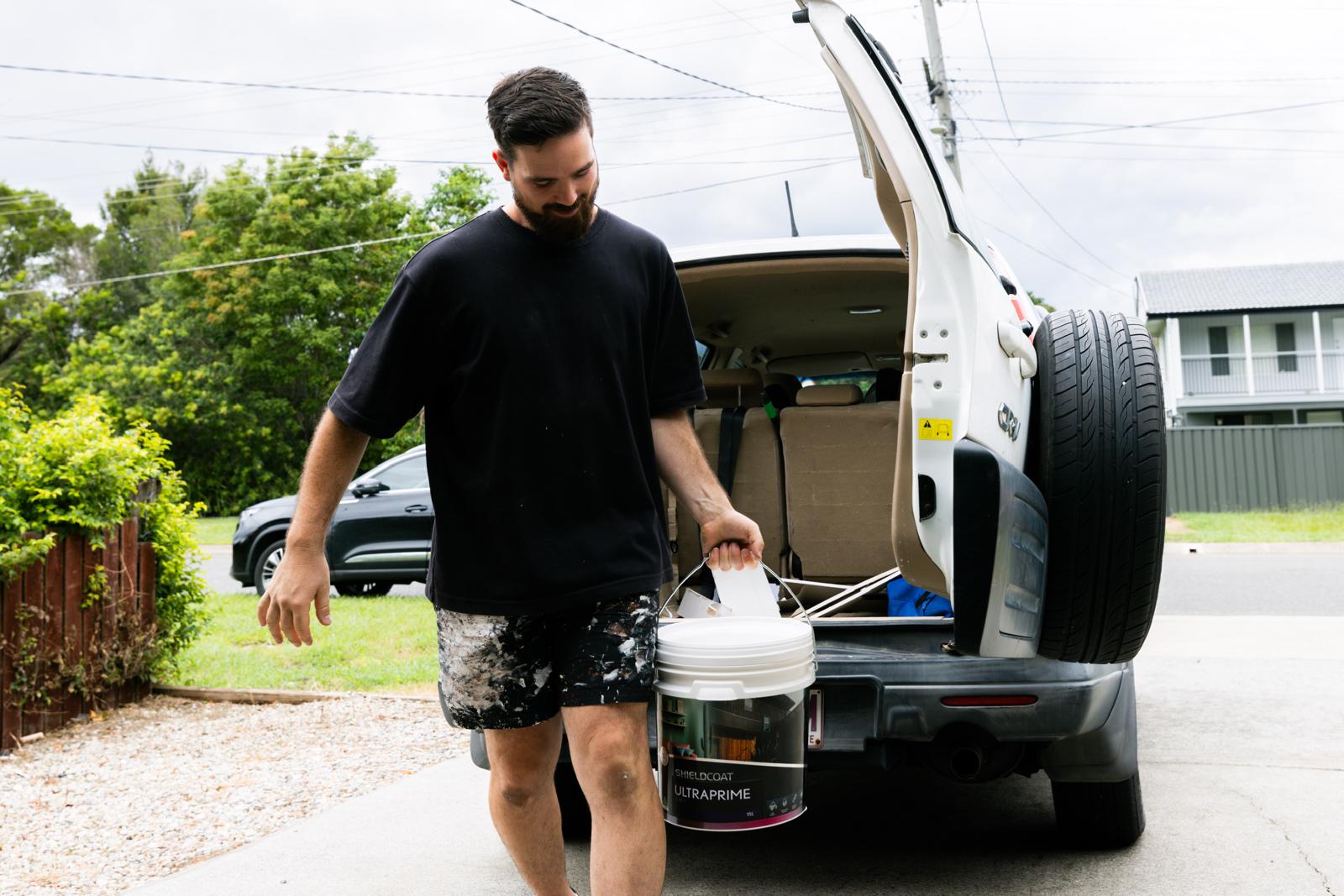 Kingdom Painting Plus arriving on site with Shieldcoat supplies at a residential property